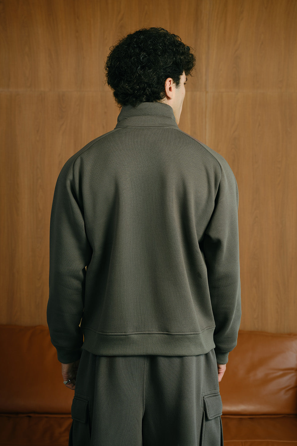 Charcoal High Neck Zipper Jacket