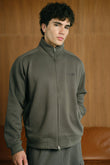 Charcoal High Neck Zipper Jacket