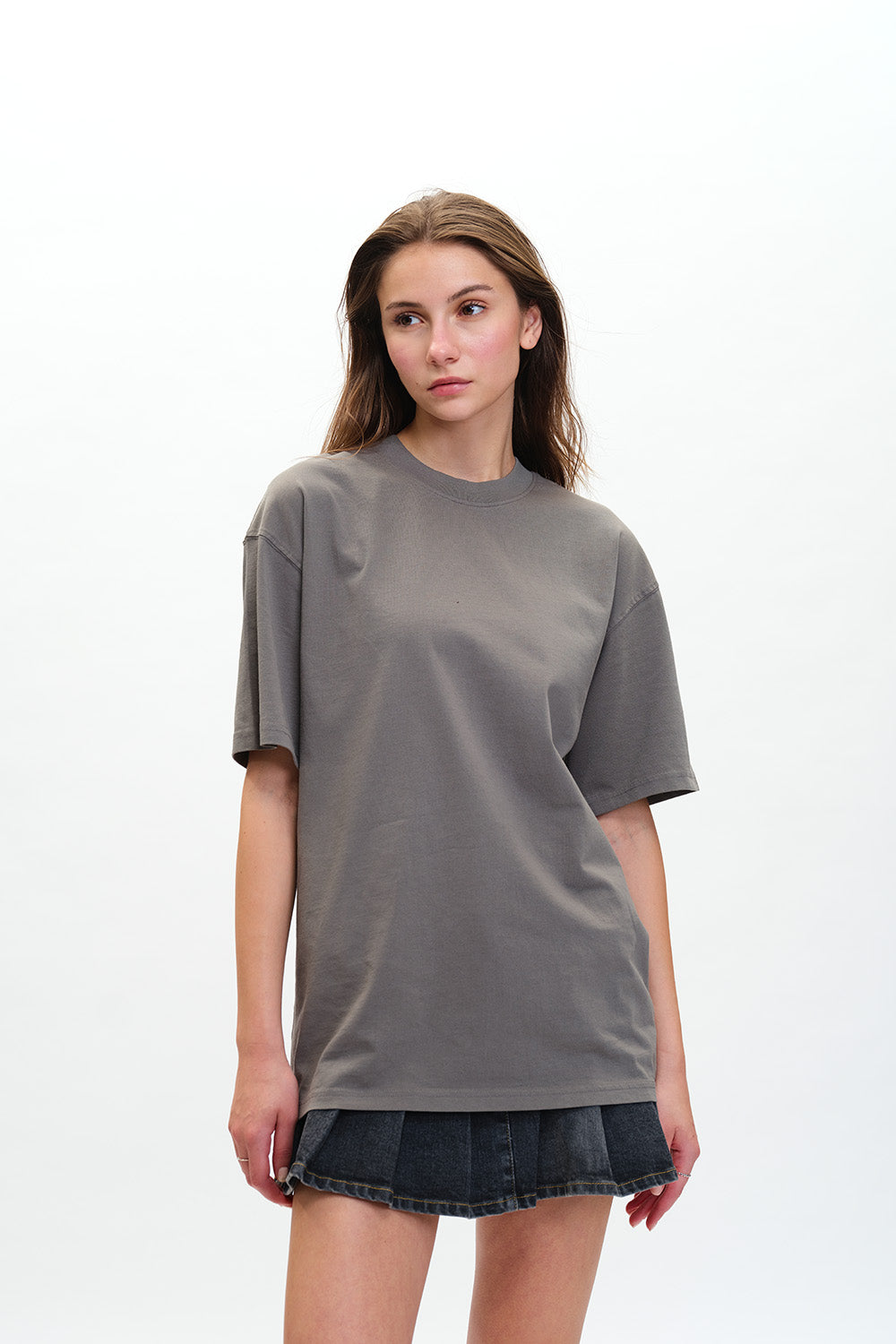 Solid Grey Soft Jersey Oversized T-shirt