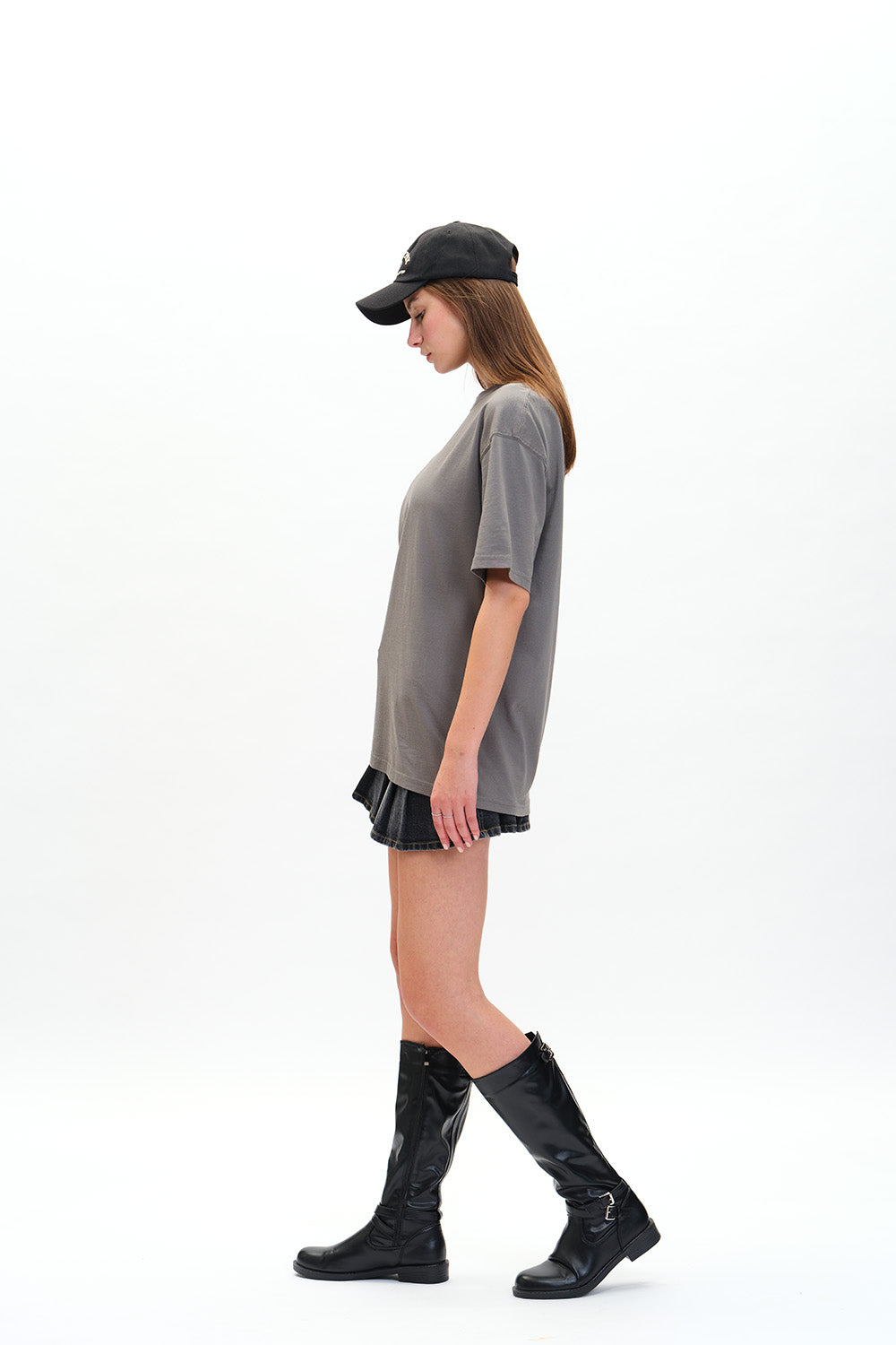 Solid Grey Soft Jersey Oversized T-shirt