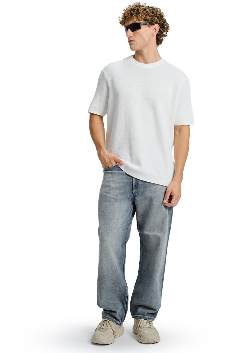 White Relaxed Fit Knit T-shirt