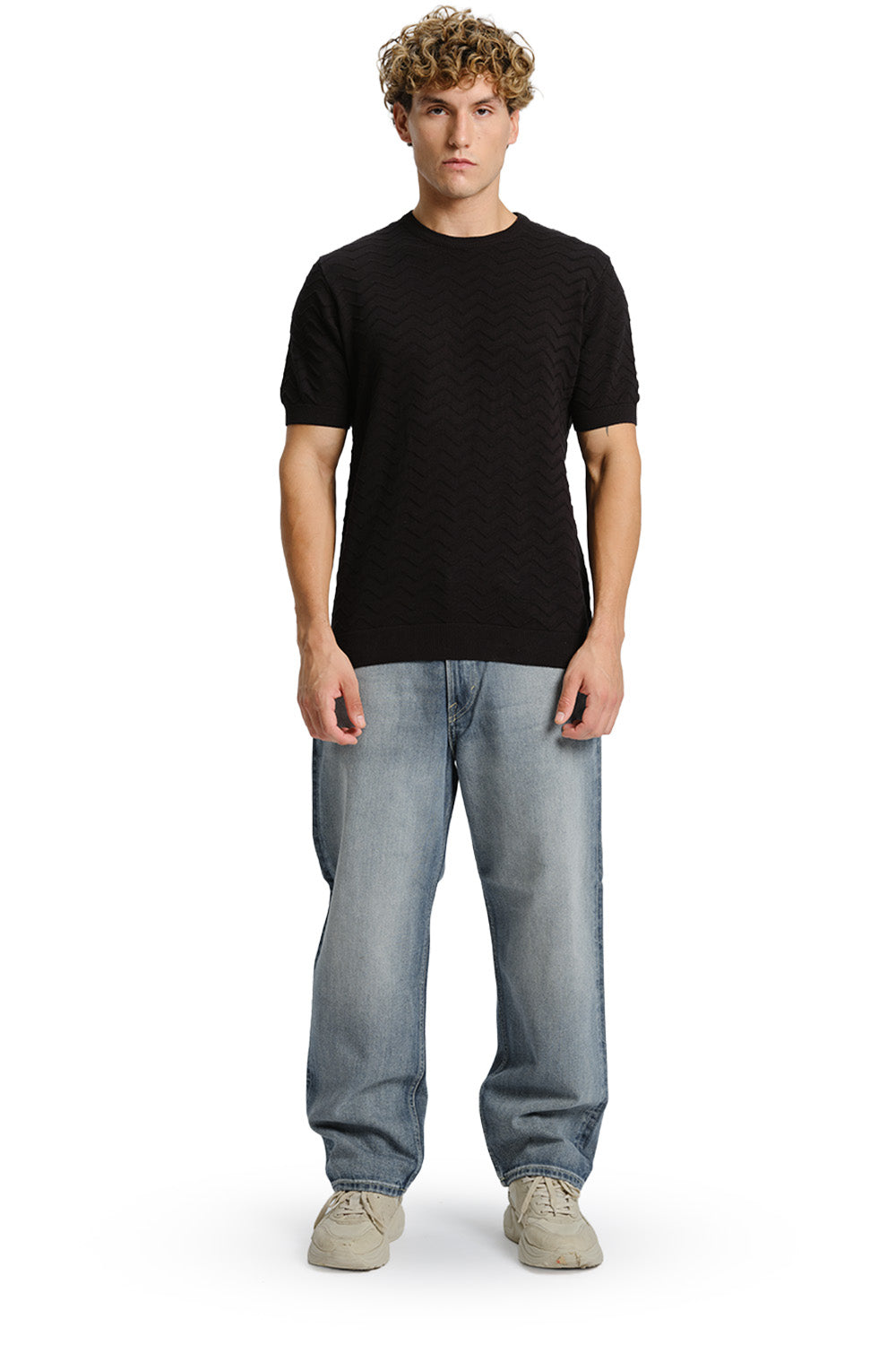 Zigzag Black Knit T-shirt