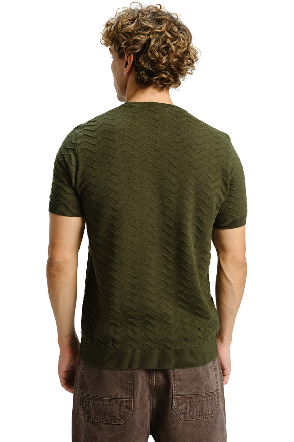 Zigzag Olive Knit T-shirt