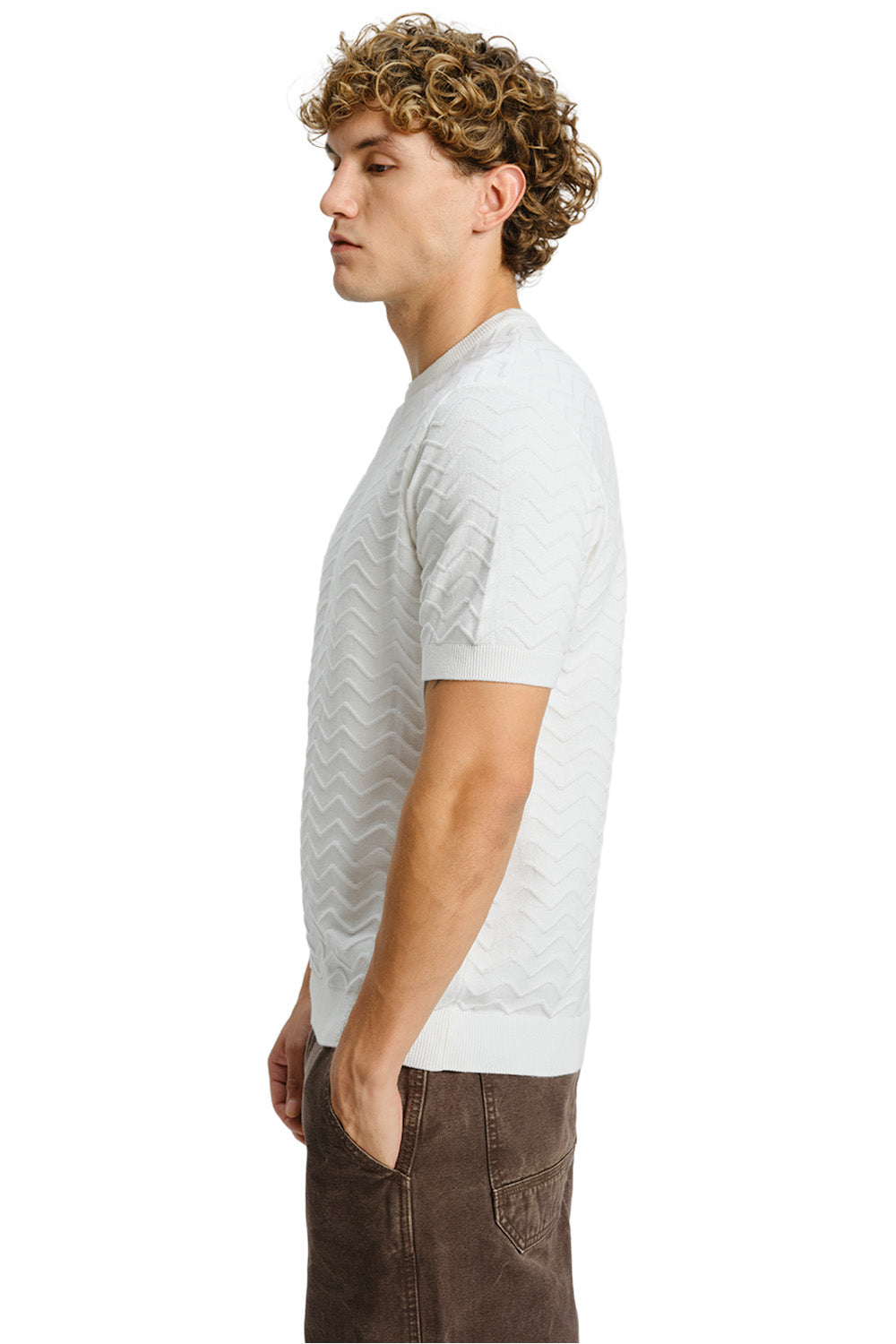Zigzag White Knit T-shirt
