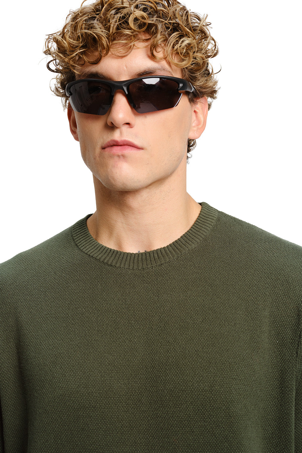 Olive Relaxed Fit Knit T-shirt