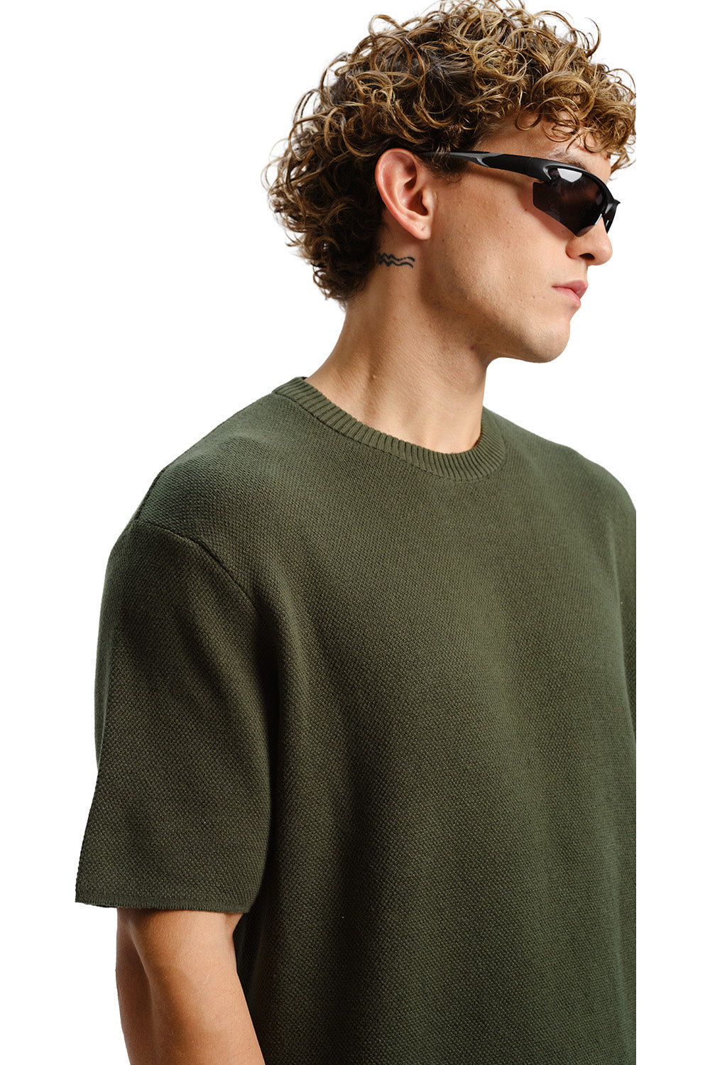 Olive Relaxed Fit Knit T-shirt