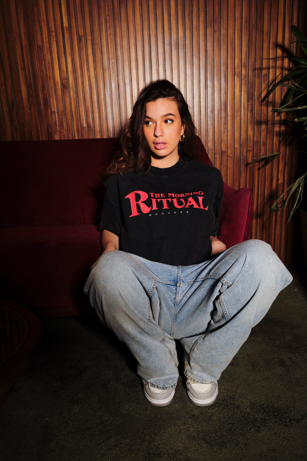 Brew It Right Faded Black Oversized T-shirt