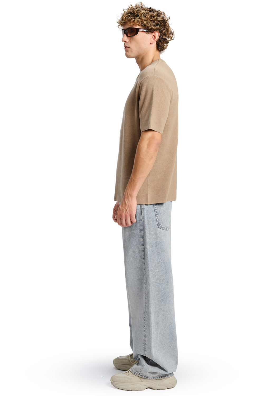 Beige Relaxed Fit Knit T-shirt