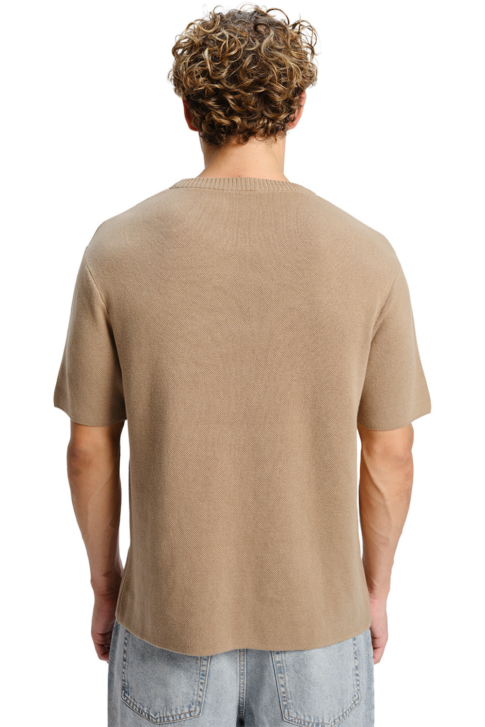 Beige Relaxed Fit Knit T-shirt