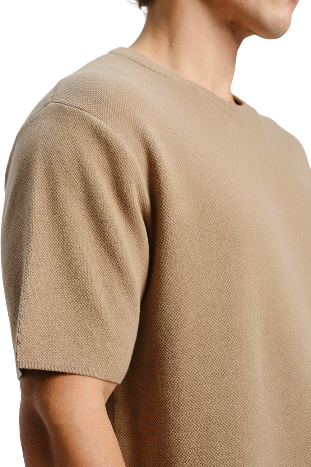 Beige Relaxed Fit Knit T-shirt