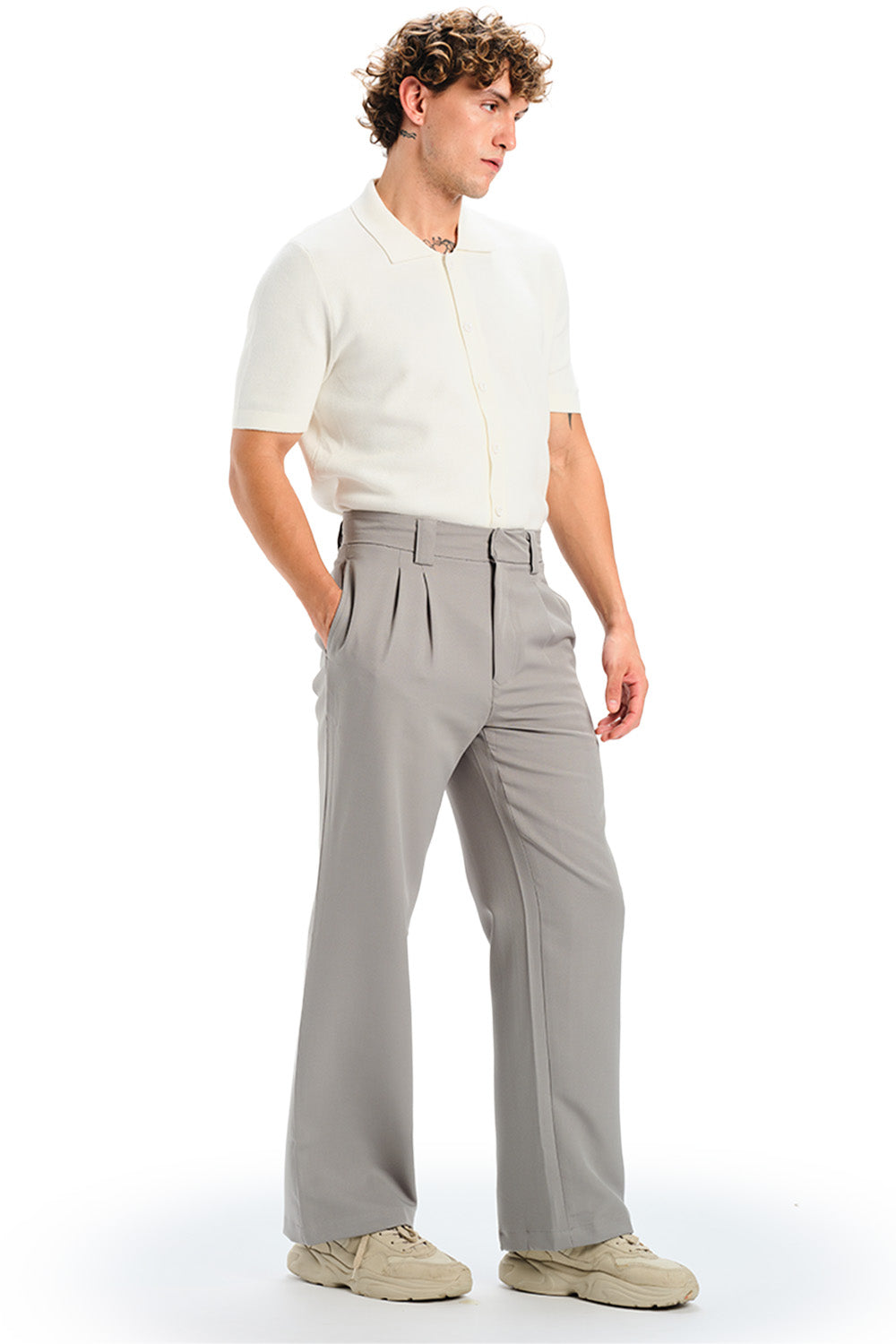 Grey Loose Fit Tailored Trouser