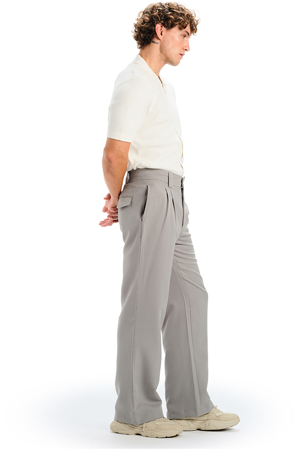 Grey Loose Fit Tailored Trouser