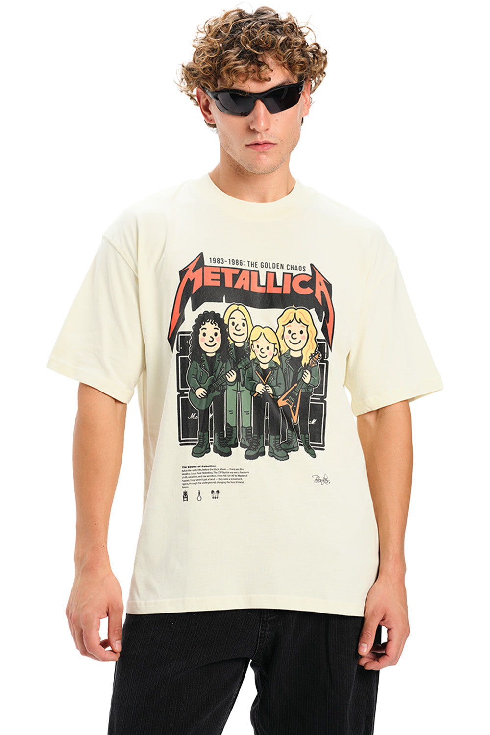 Metallica White Golden Chaos Oversized T-shirt