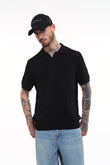 Black Knit Polo T-shirt