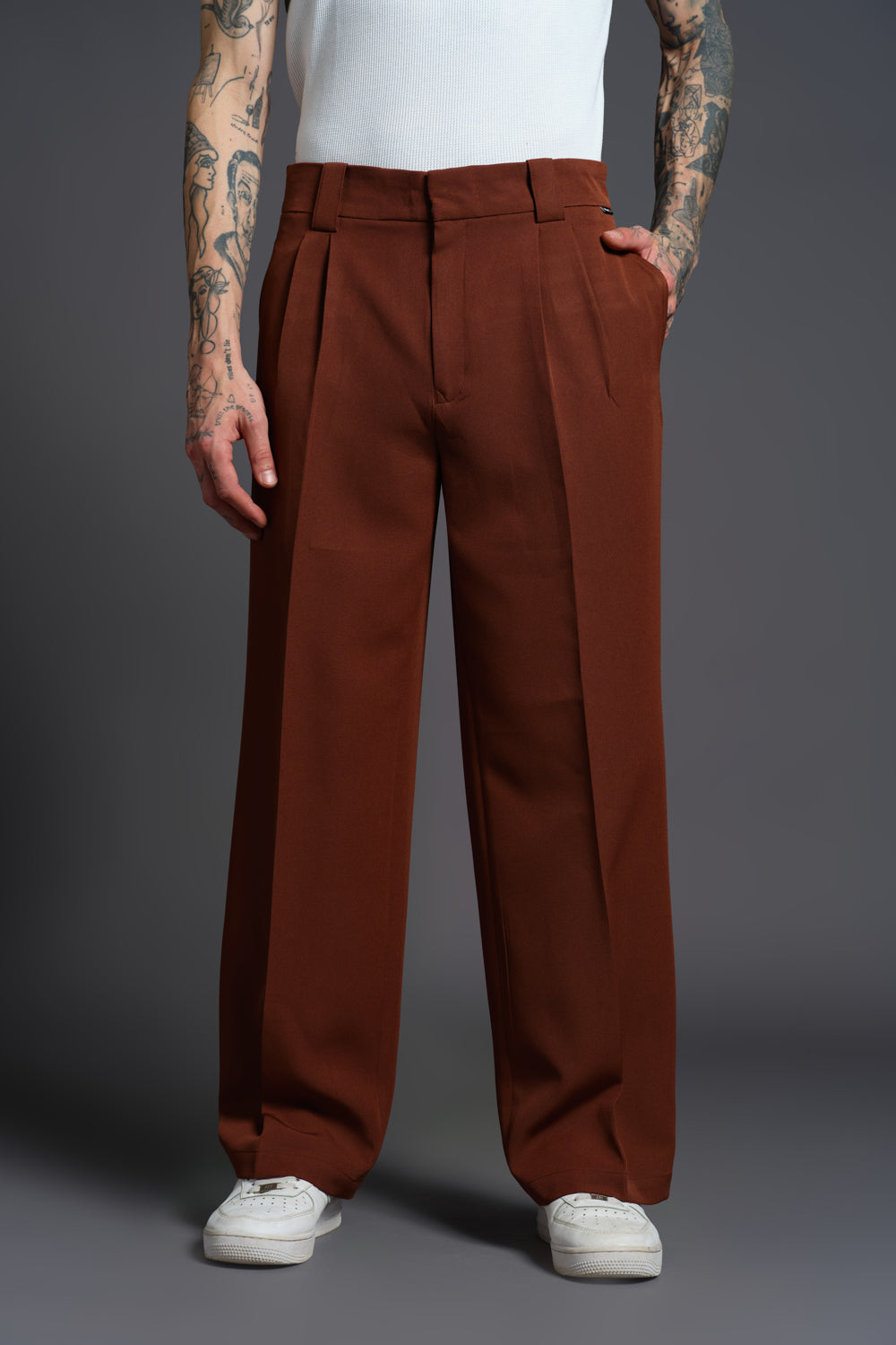 Brown Loose Fit Tailored Trouser
