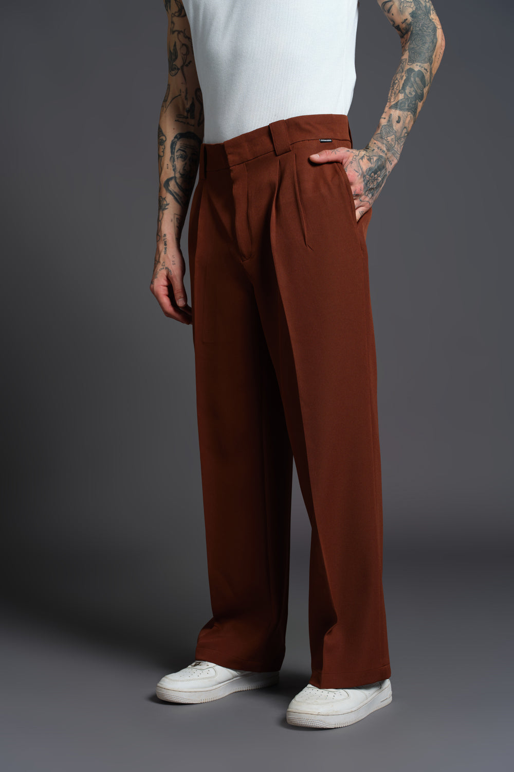 Brown Loose Fit Tailored Trouser