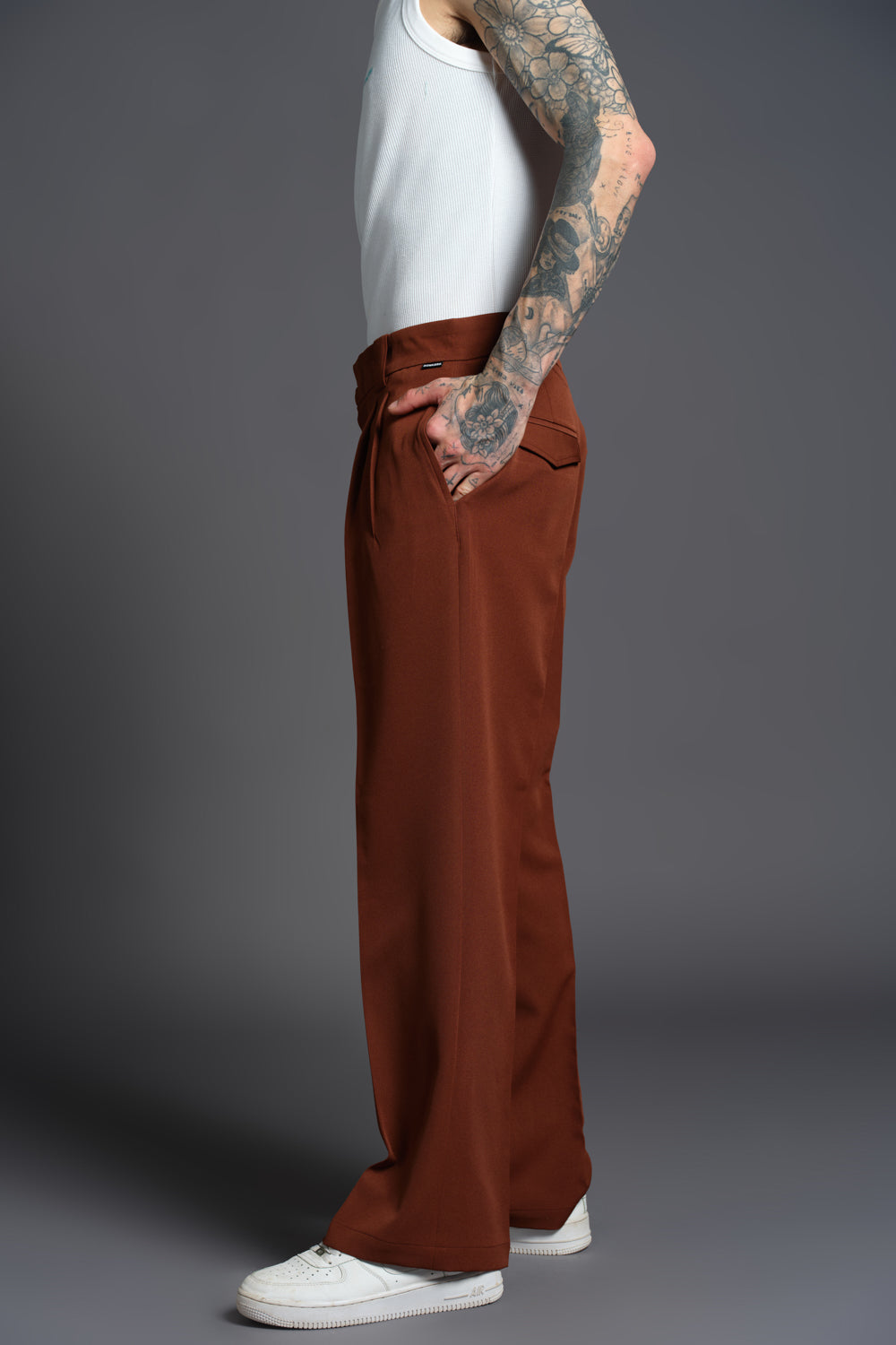 Brown Loose Fit Tailored Trouser