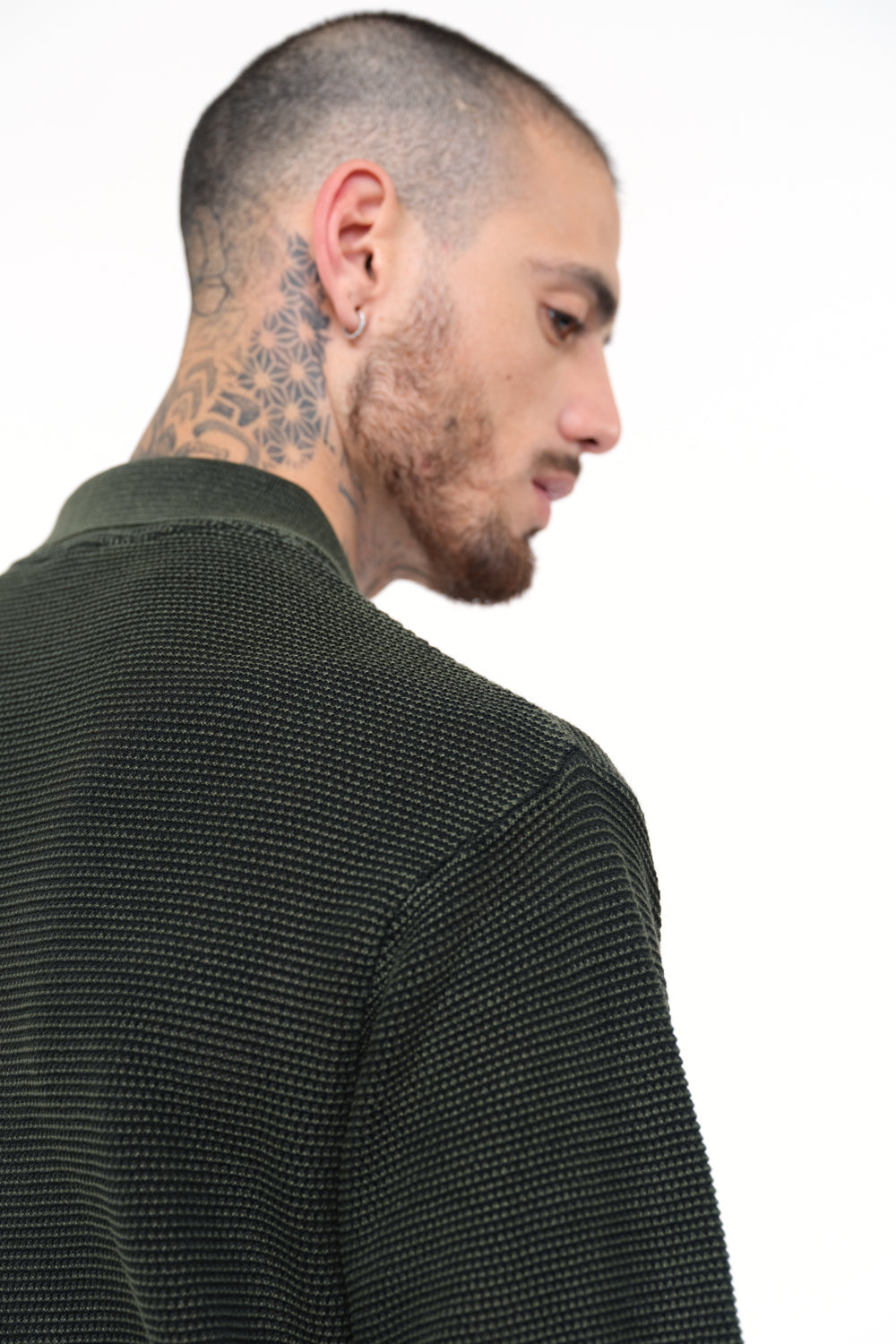 Olive Green Faded Knit Premium Polo