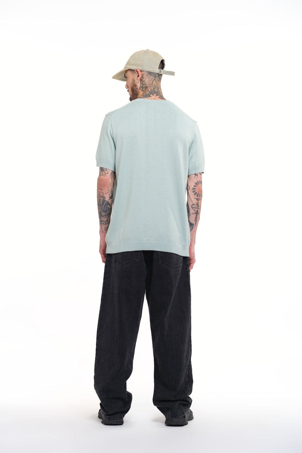 Pastel Green Knit Round Neck T-shirt