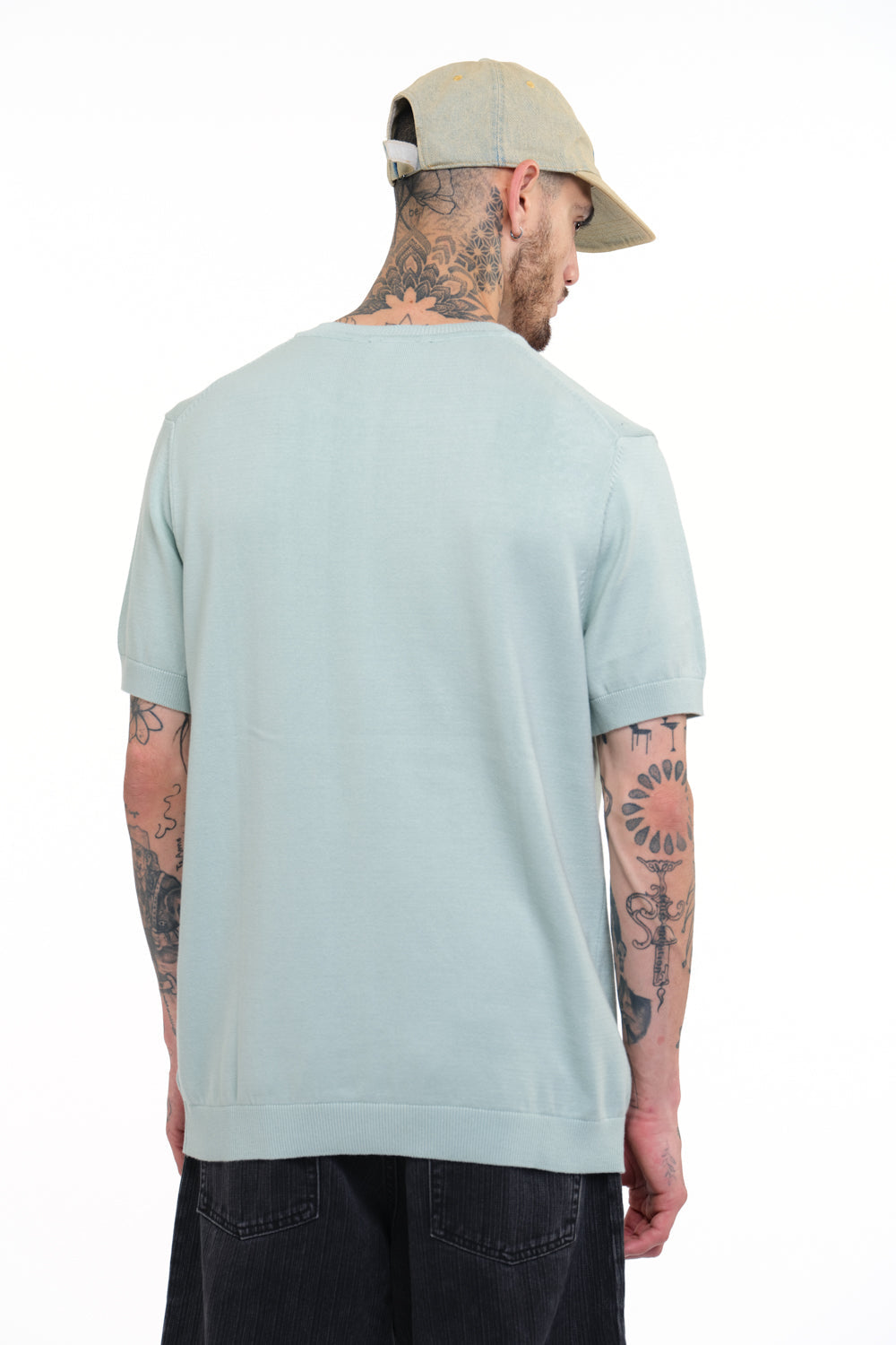Pastel Green Knit Round Neck T-shirt