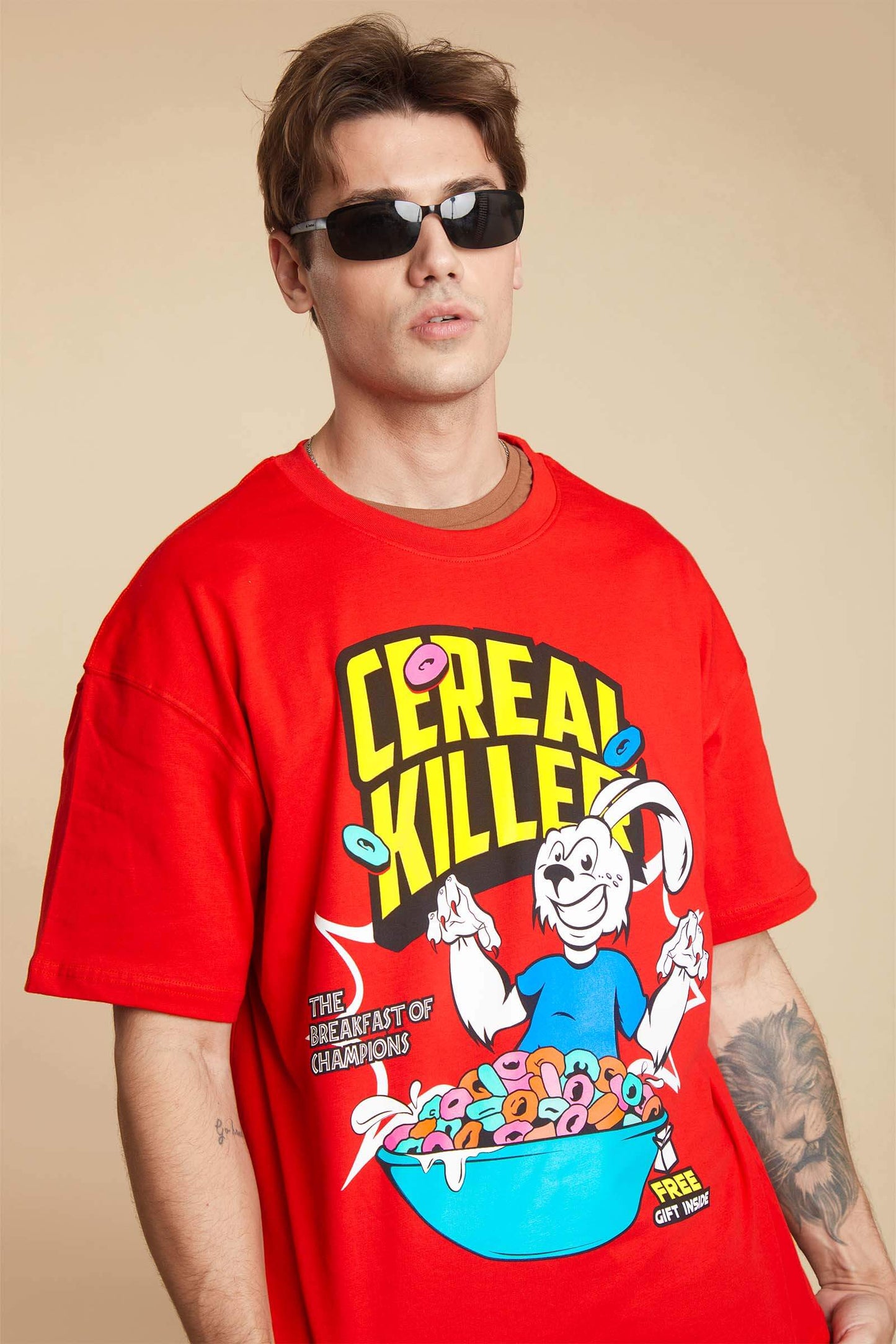Red Cereal Killer Oversized T-shirt