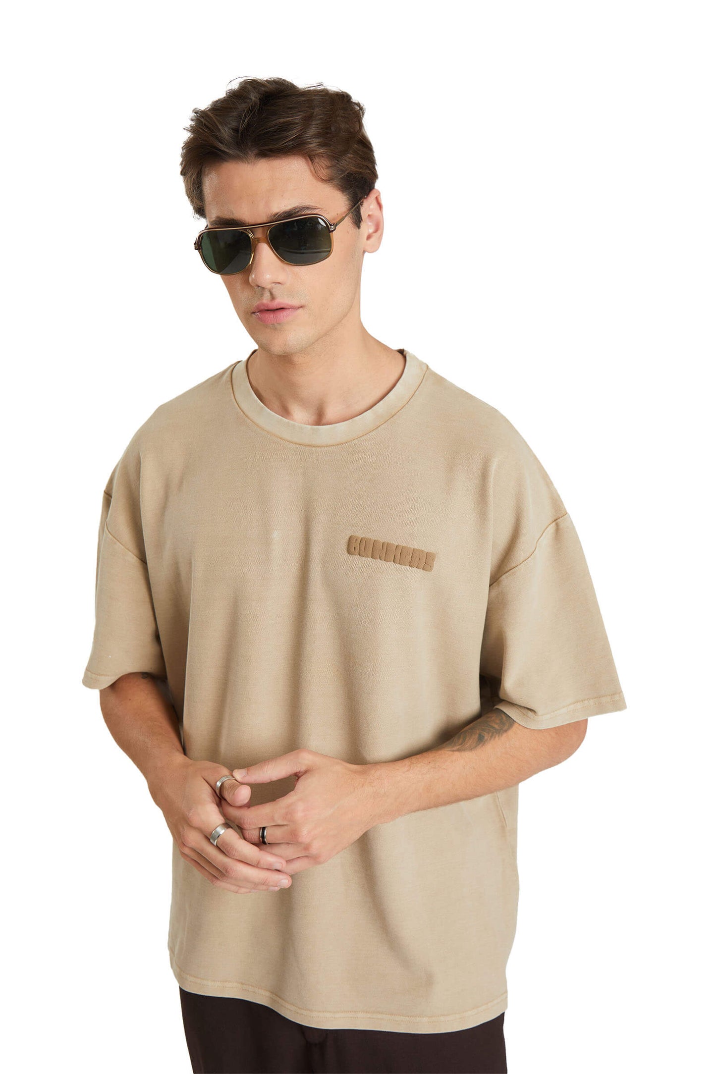 Beige Heavyweight Pique Oversized T-shirt
