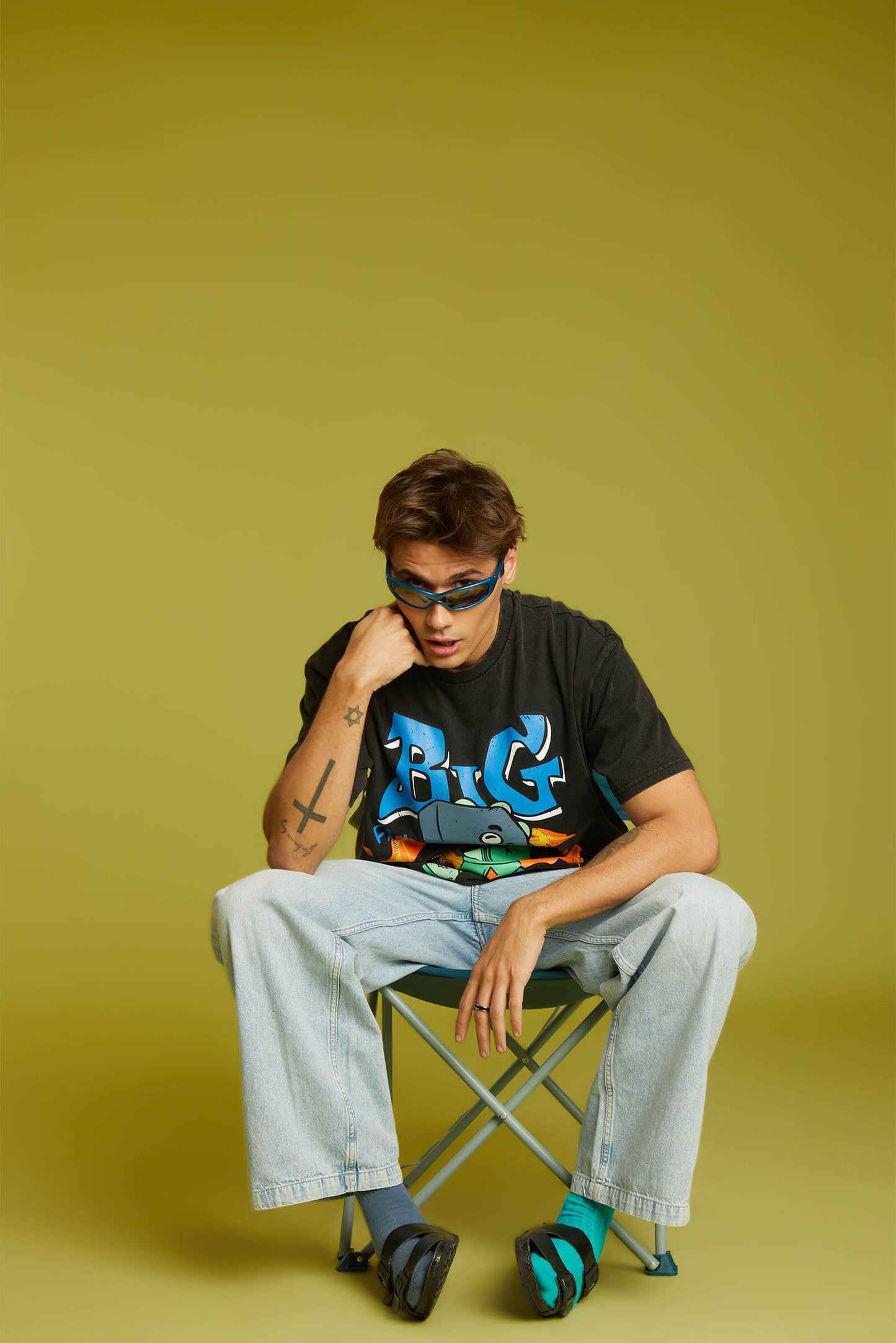 Big Fish Faded Effect Oversized T-shirt