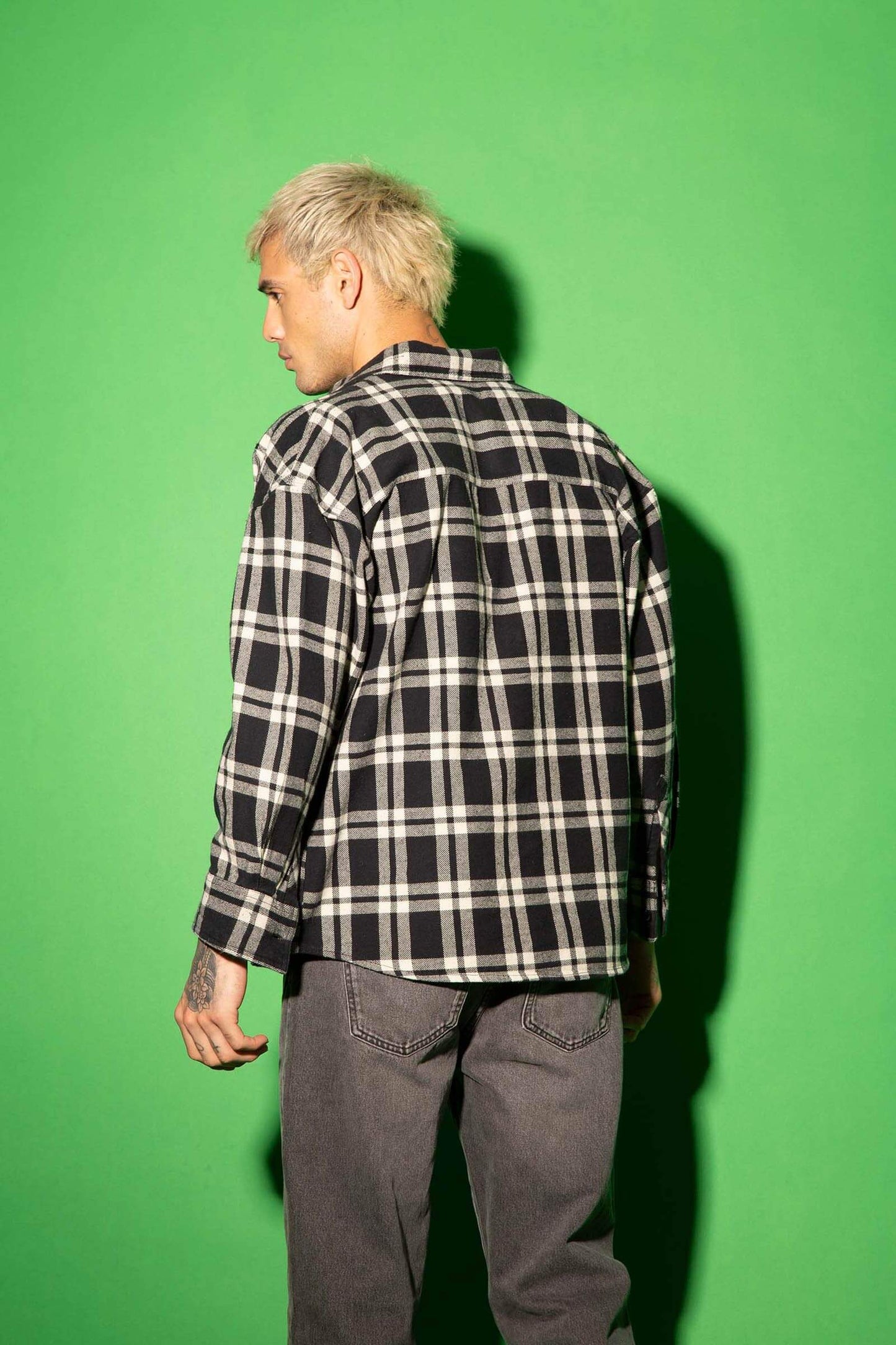 Black & White Checkered Plaid Oversized Shirt