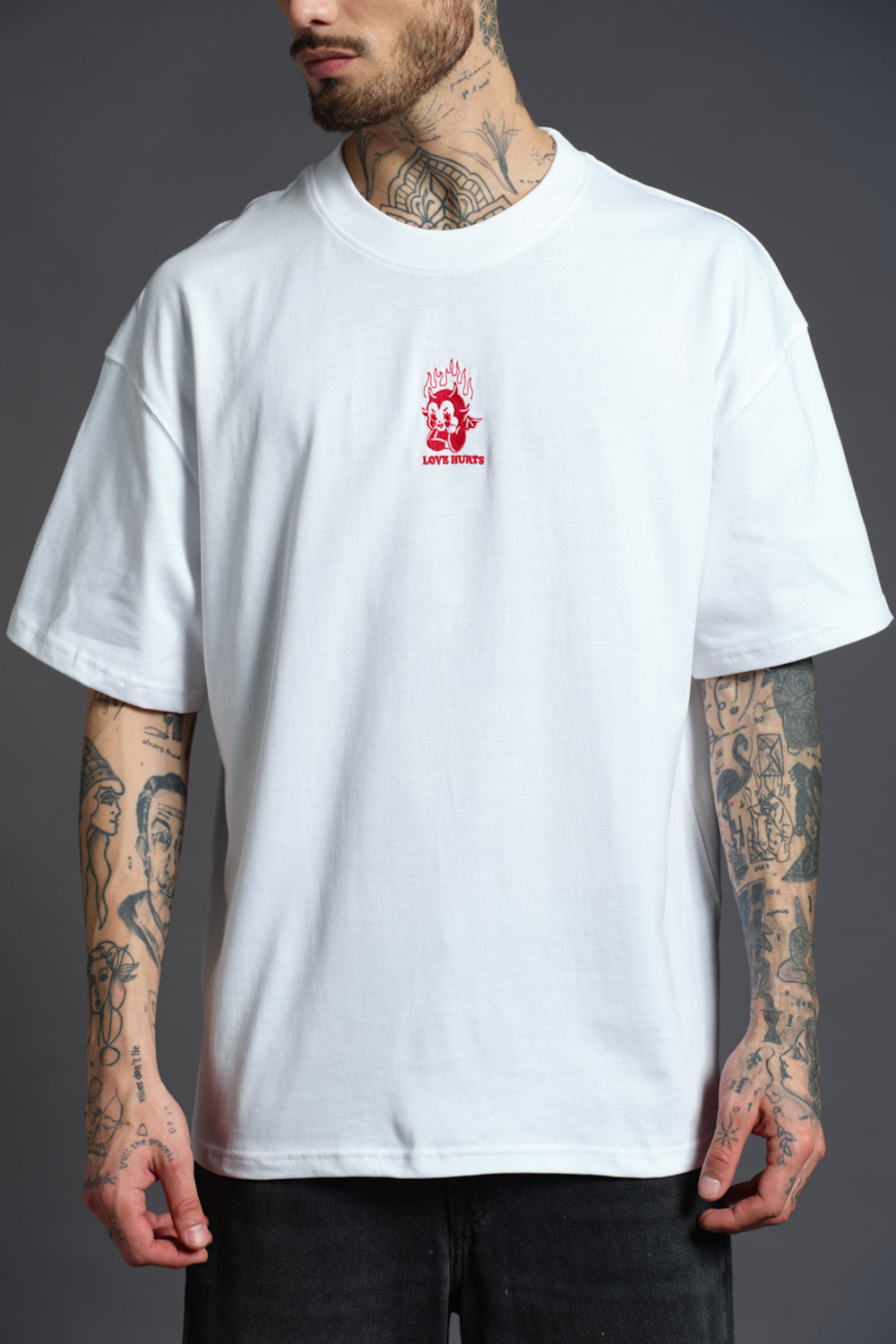 Love Hurts Embroidered Premium Oversized T-shirt