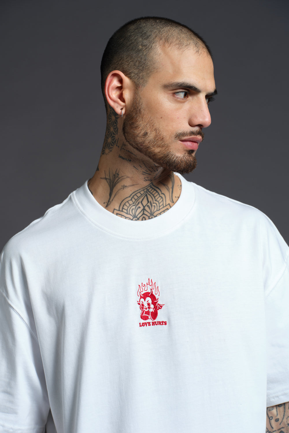 Love Hurts Embroidered Premium Oversized T-shirt