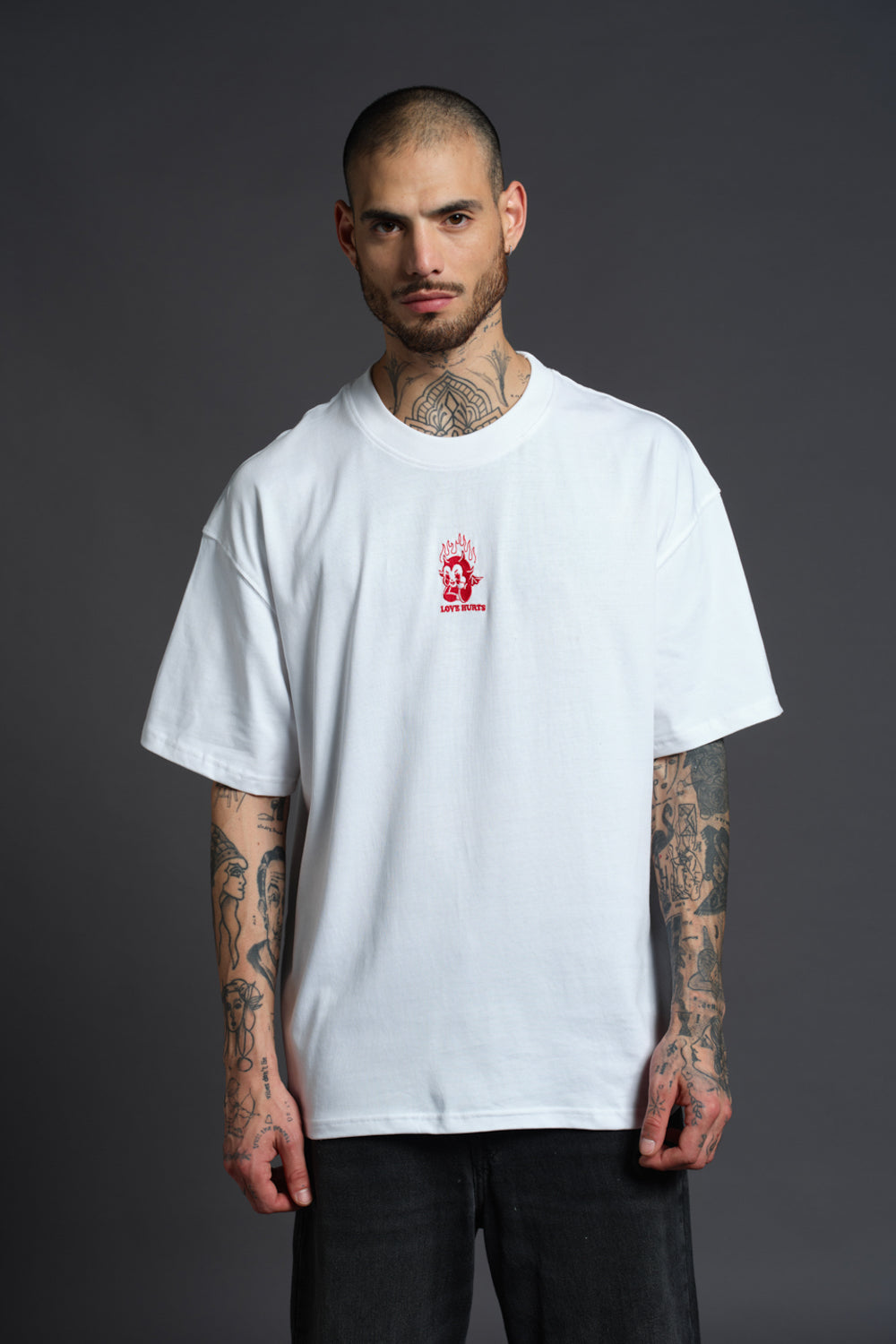 Love Hurts Embroidered Premium Oversized T-shirt