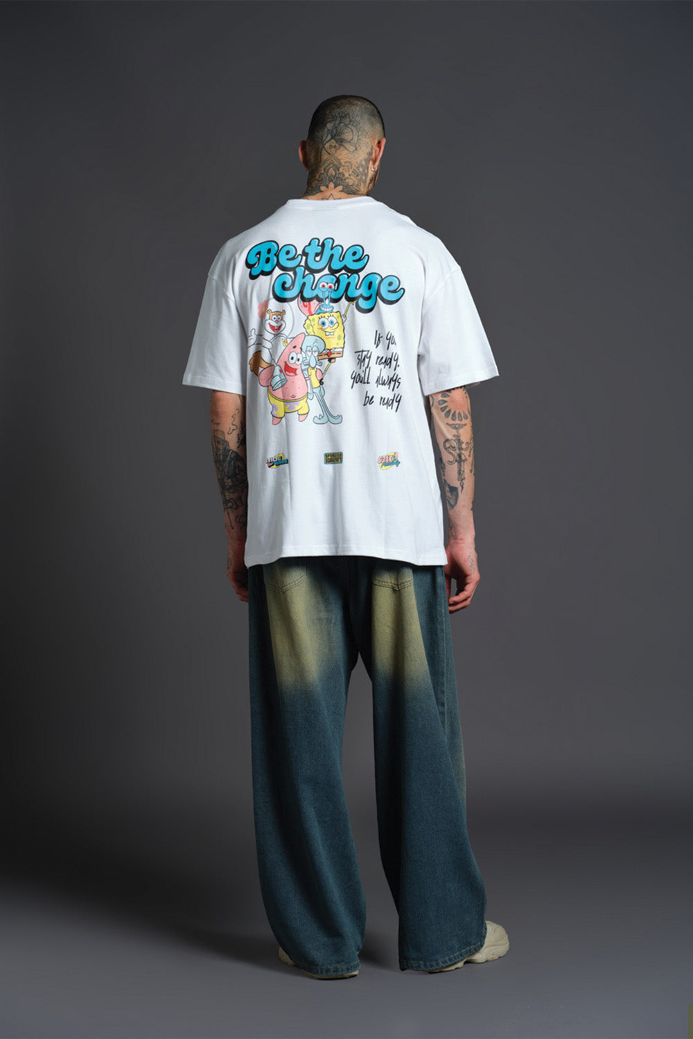 White Spongebob Be The Change T-shirt