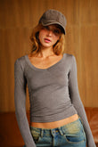 Dark Grey Modal Long Sleeve Top