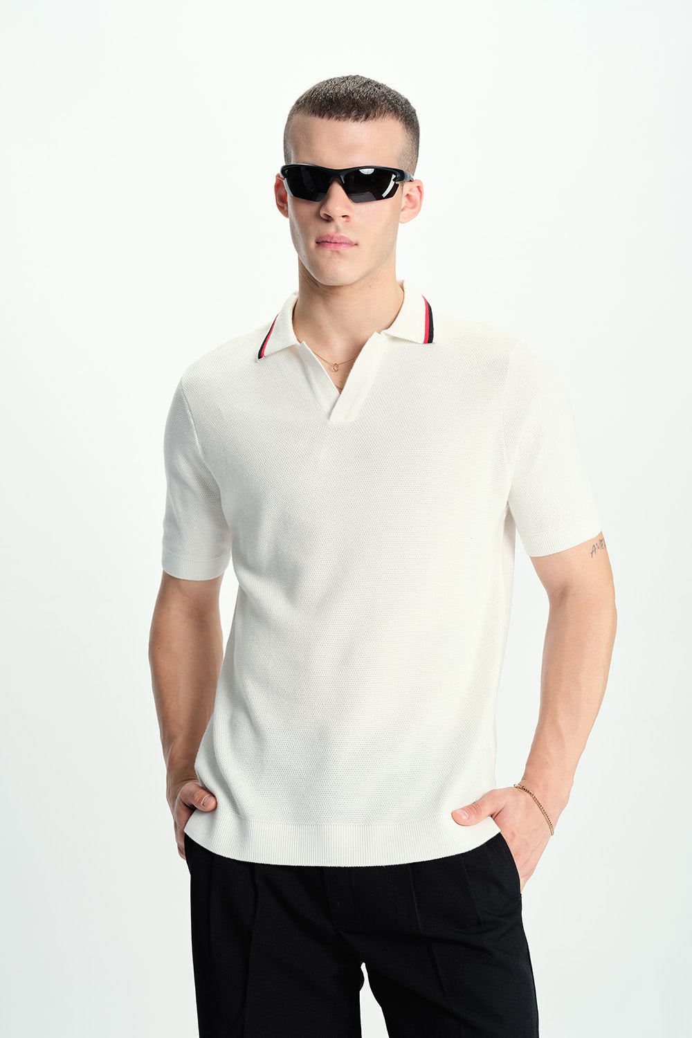 Dust White Knit Polo