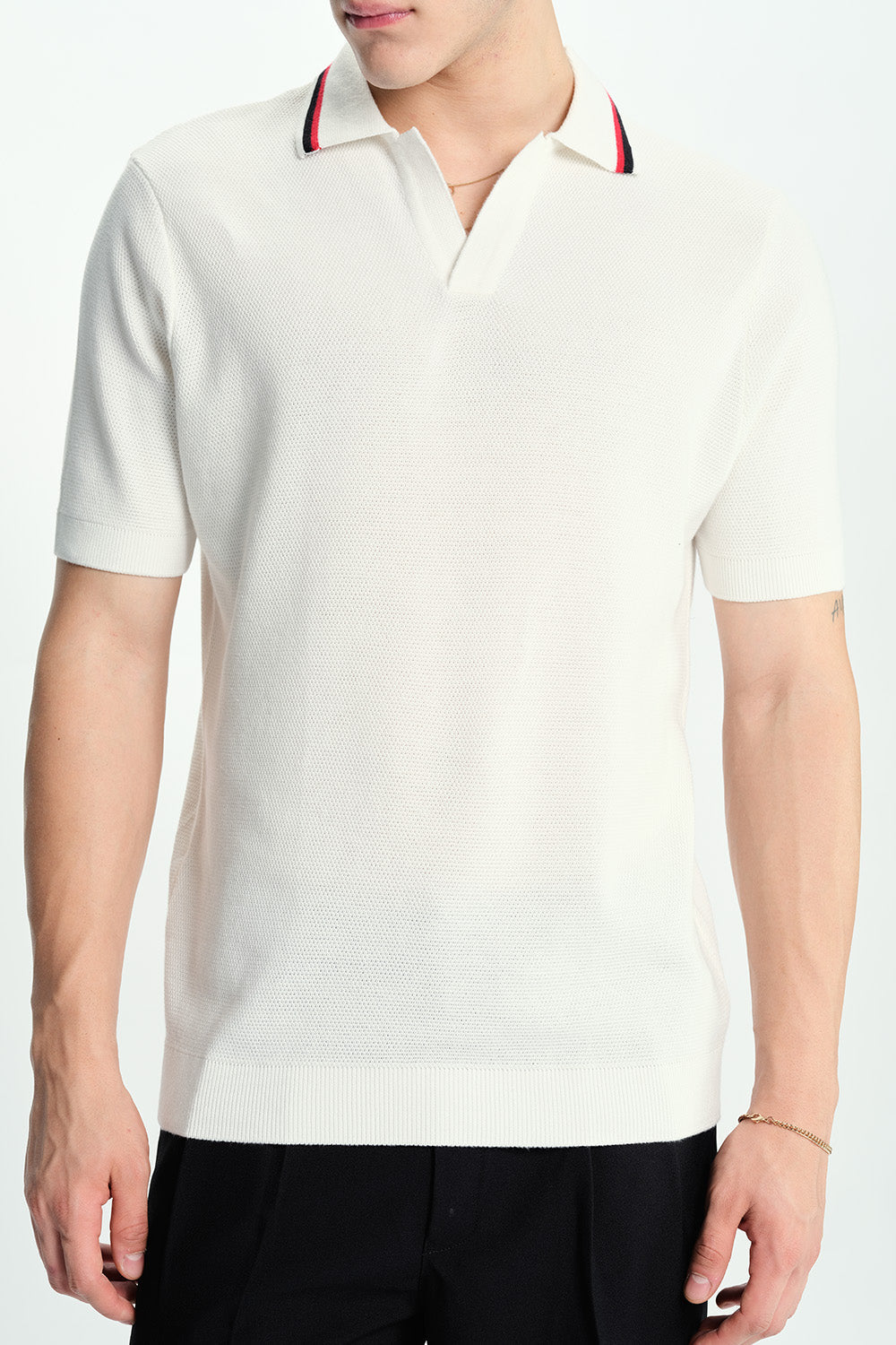 Dust White Knit Polo