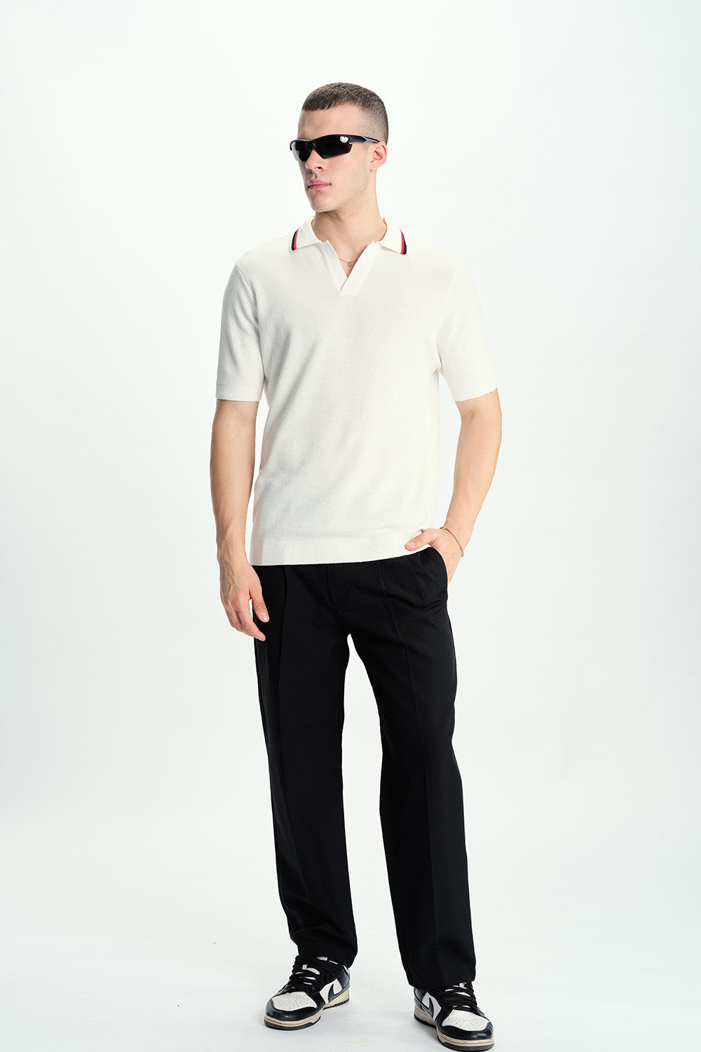 Dust White Knit Polo