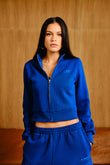 Electric Blue Crop Zipper Jacket