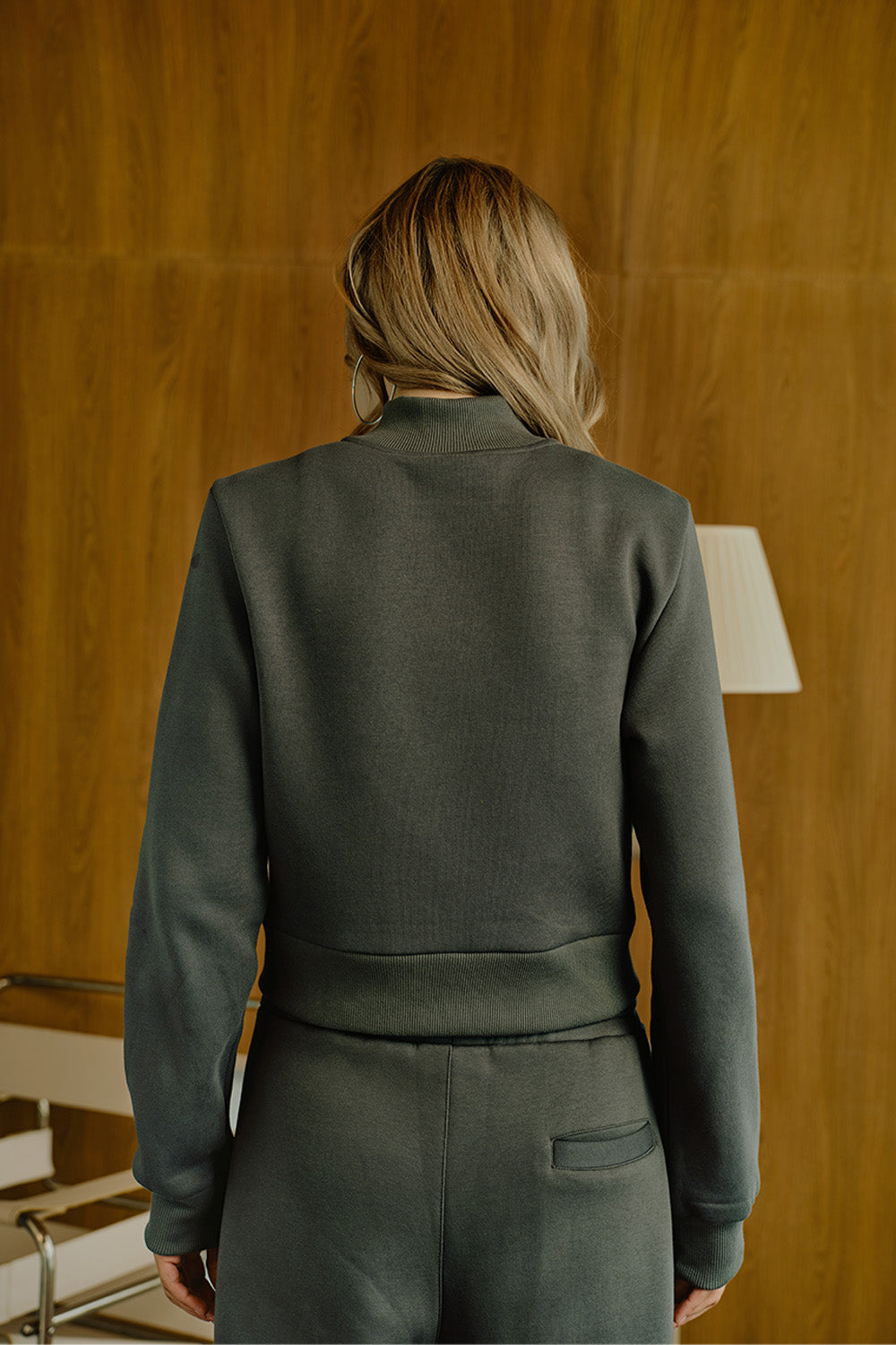 Fadeout Olive Crop Zipper Jacket