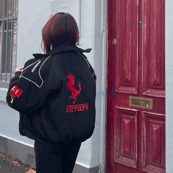 Black Ferrari F1 Streetwear Jacket – Sleek Racing Style for Every Day - Prime Fitz