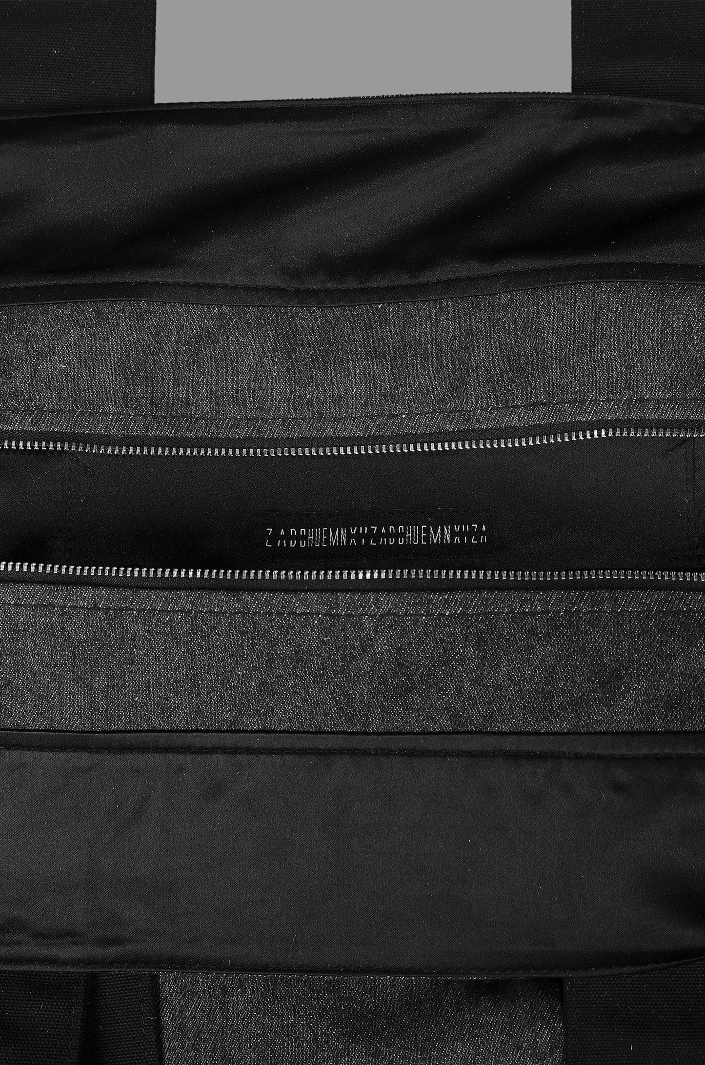 HUEMN Pocket Detailed Zippered Tote (Dark Grey)