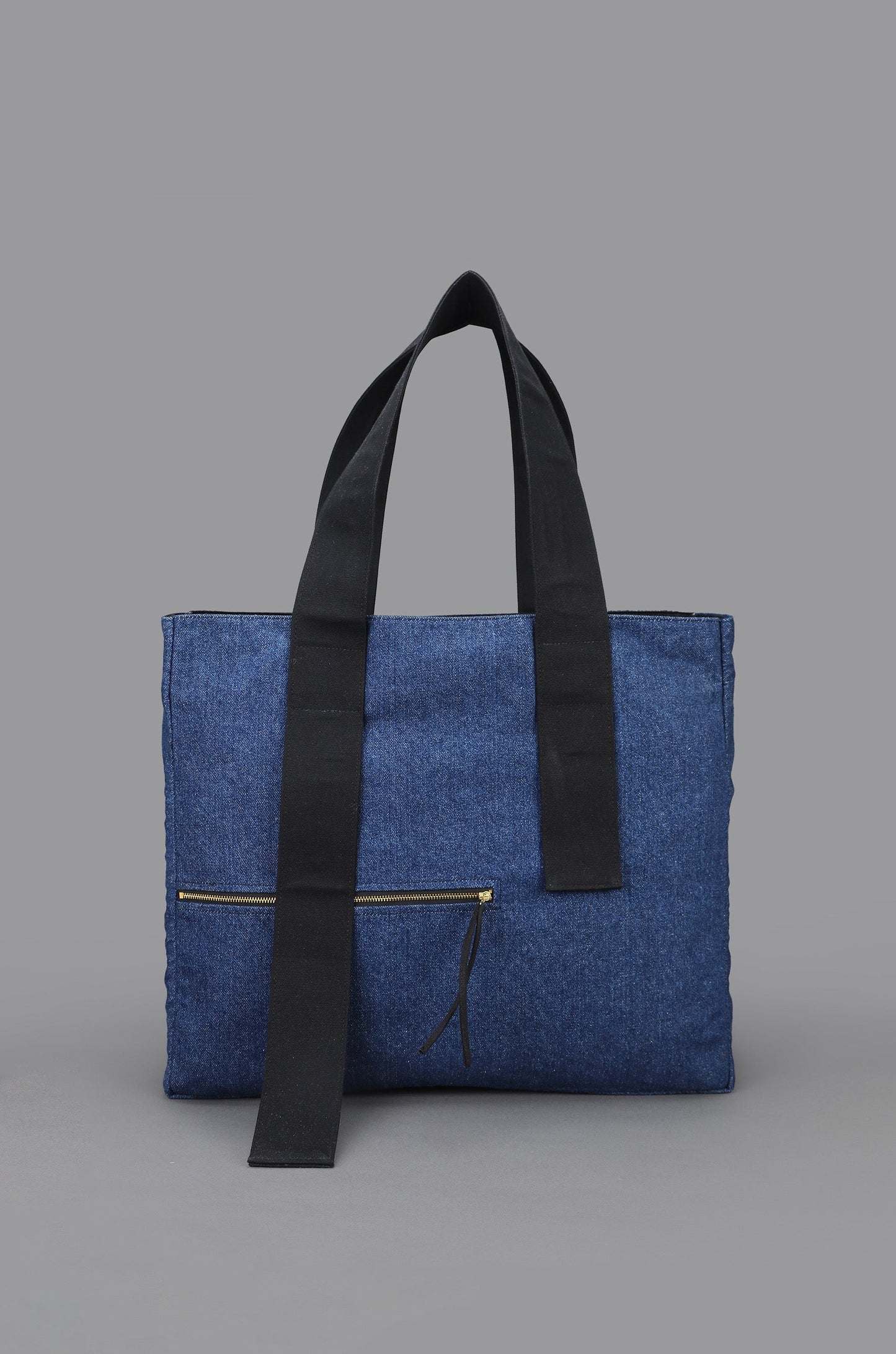 HUEMN Pocket Detailed Zippered Tote (Indigo)