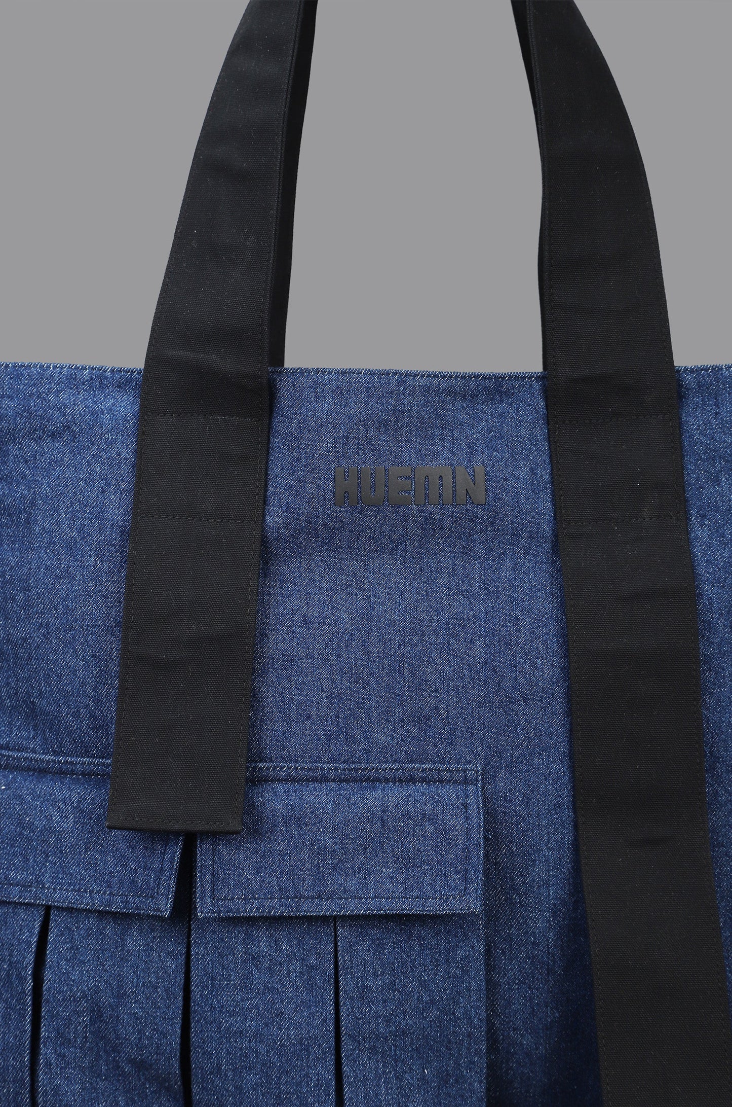 HUEMN Pocket Detailed Zippered Tote (Indigo)