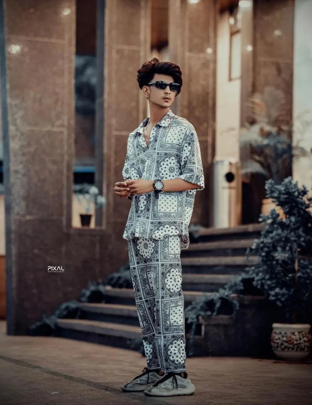 Men’s White Bandana Print Tracksuit – Oversized Luxe Streetwear Set - Prime Fitz