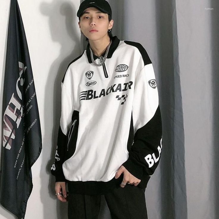 Blackair Racer Half-Zip Fleece Sweatshirt - Y2K Streetwear Style - Prime Fitz