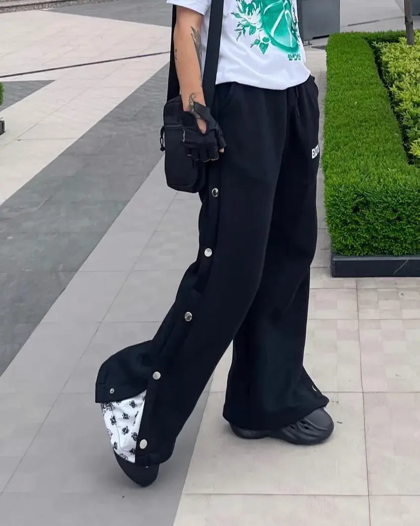 Bandana Baggy Pants | Snap Button Versatility Meets Streetwear Style - Prime Fitz