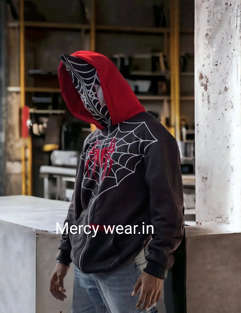 Unleash Your Spidey Style: Mercywear Double Cap Spider-Man Hoodie - Prime Fitz