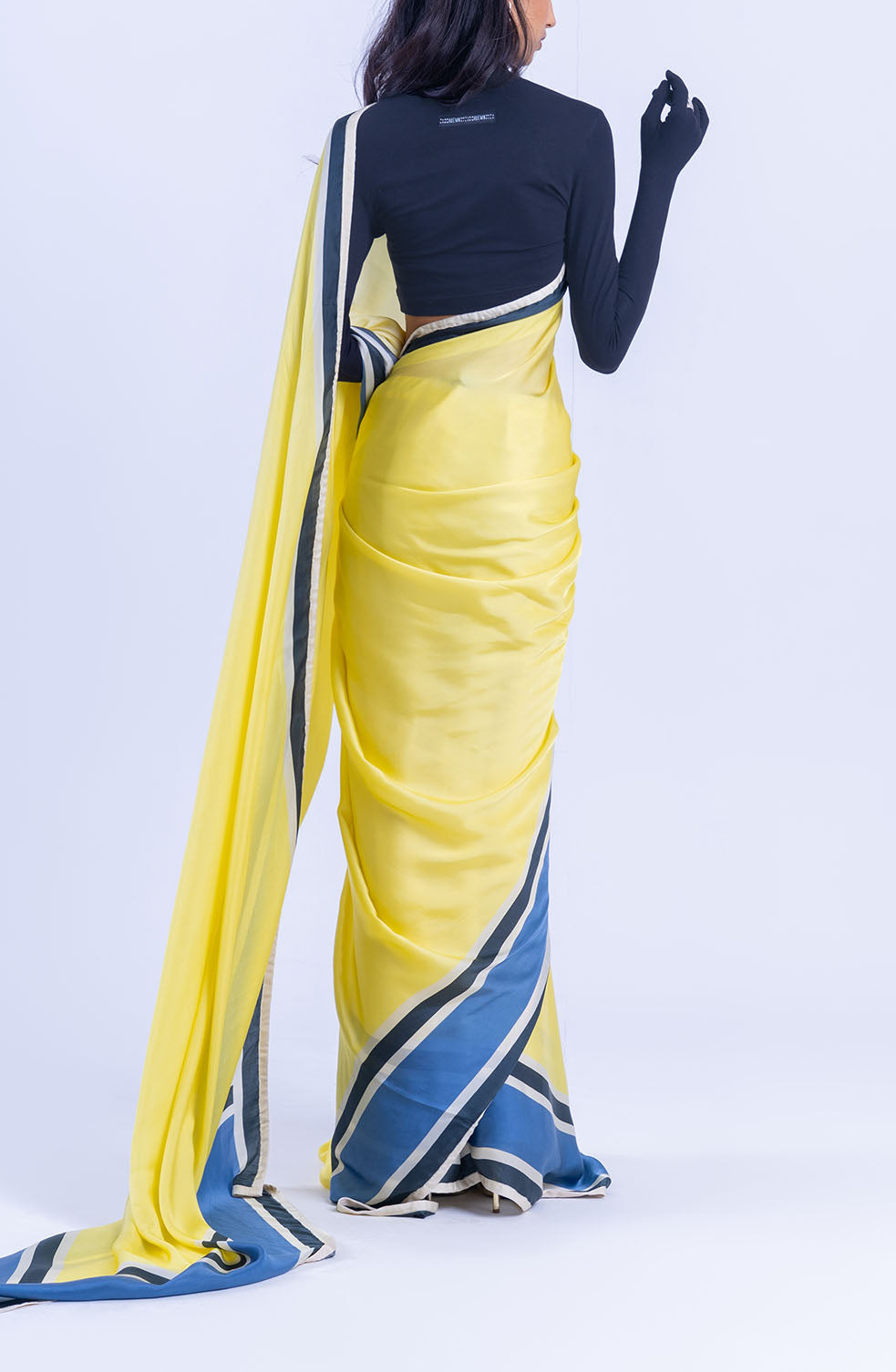 The Racer Stripe Sari (Yellow)