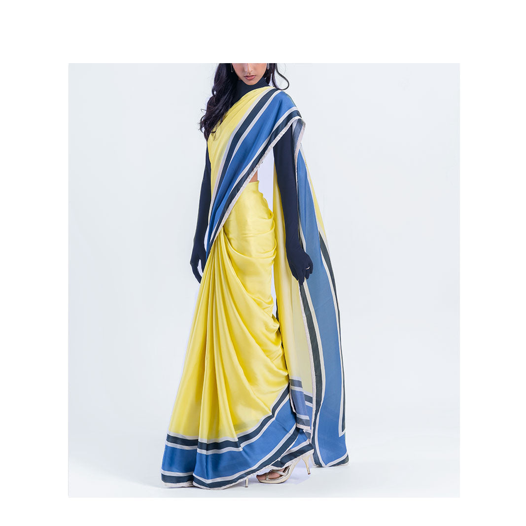 The Racer Stripe Sari (Yellow)