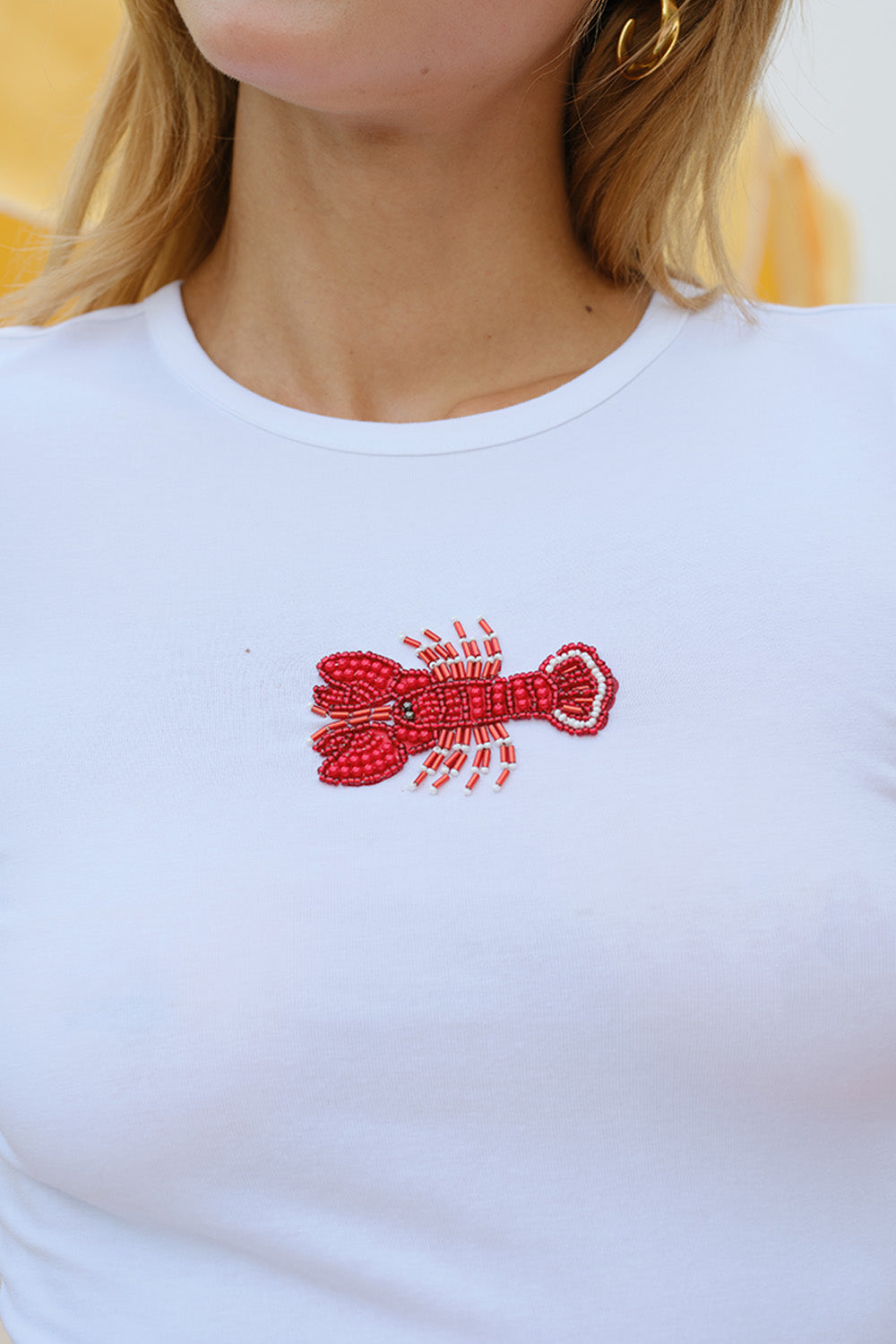 Lobsterhead Beaded Embroidery Baby Tee