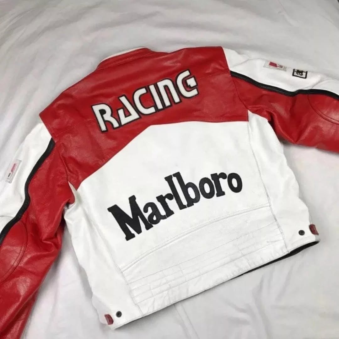 Marlboro Vintage Racing Pure Leather Jacket | Classic F1 Streetwear - Prime Fitz